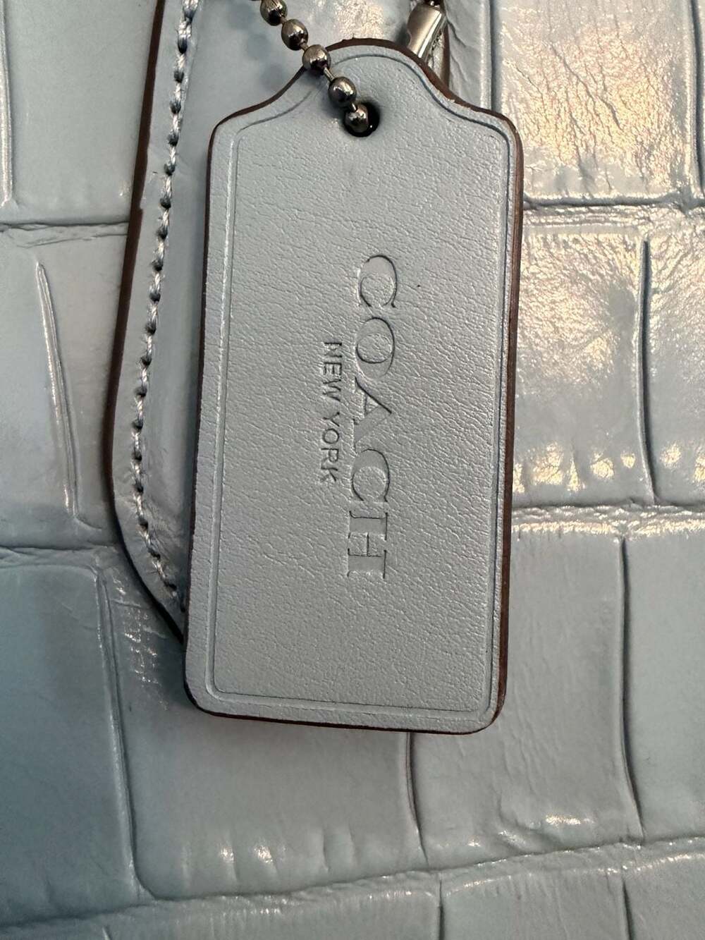 Coach Nina Tote Croc Purse in Light Blue - Picture 4 of 9